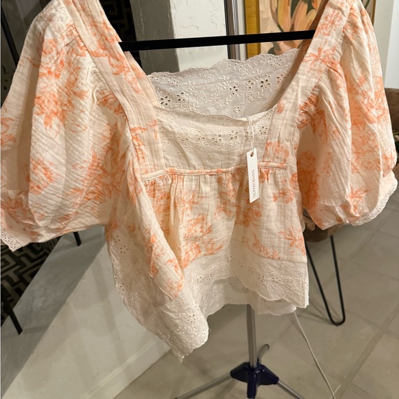 NWT Olivaceous Boho Floral Puff Sleeve Festival Top M - Picture 9 of 11